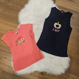 Vintage Split and Sugar Shirts - Coral and Black